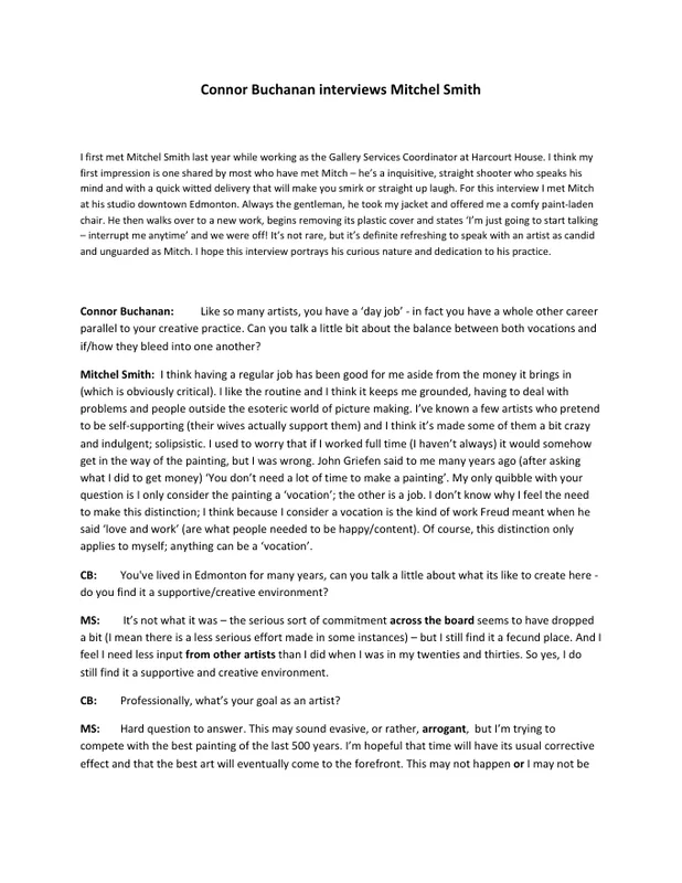 First page of “Connor Buchanan interviews Mitchel Smith”