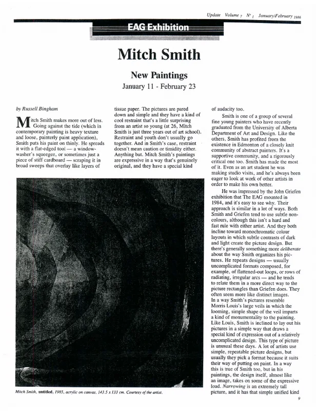 First page of “Mitch Smith, New Paintings”