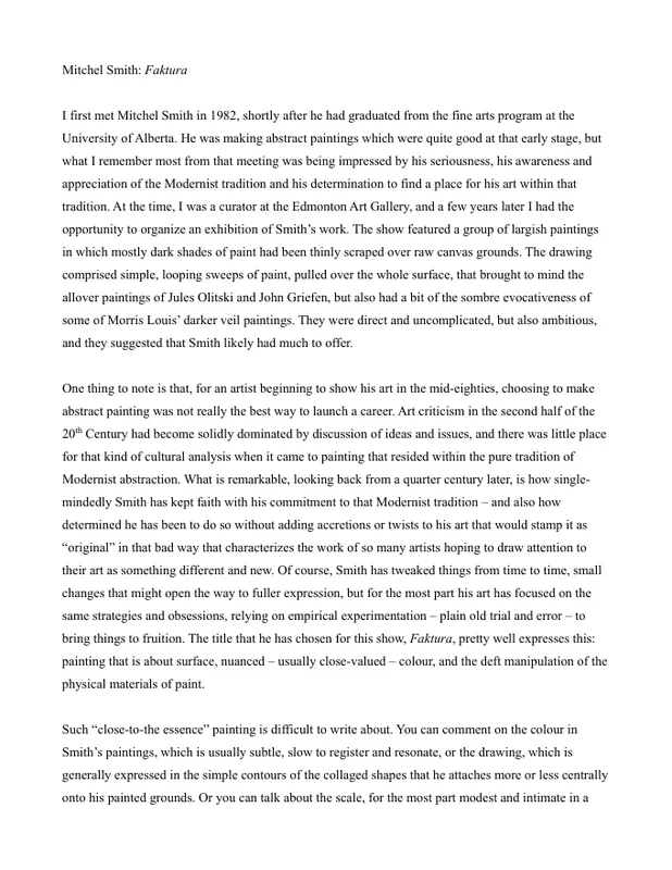 First page of “Mitchel Smith: Faktura”